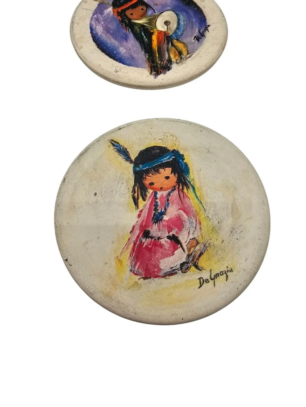 Ted DeGrazia sandstone drink coaster set featuring southwestern children art